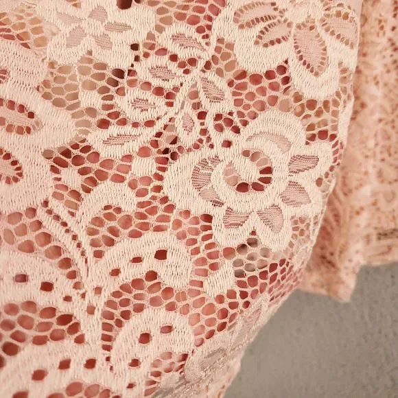 New By & By Dress Juniors 1 Blush Pink Lace Sheer Lined Back Zip - Picture 6 of 15